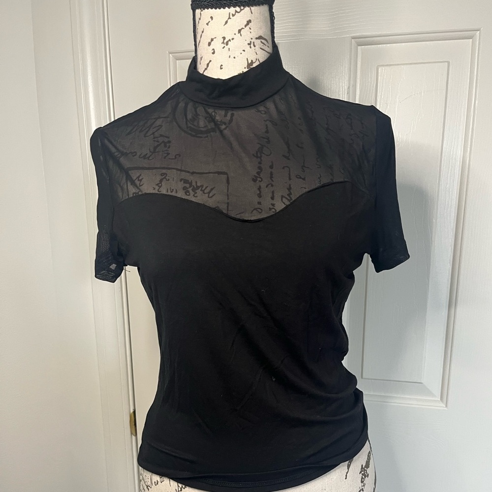 Black Sheer/Mesh Top